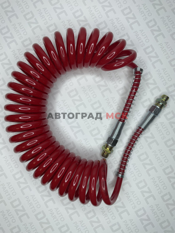 Воздушный шланг не армированный с фитингами из пластмасс м16 на 1,5 красный 7,5 метр. DZC