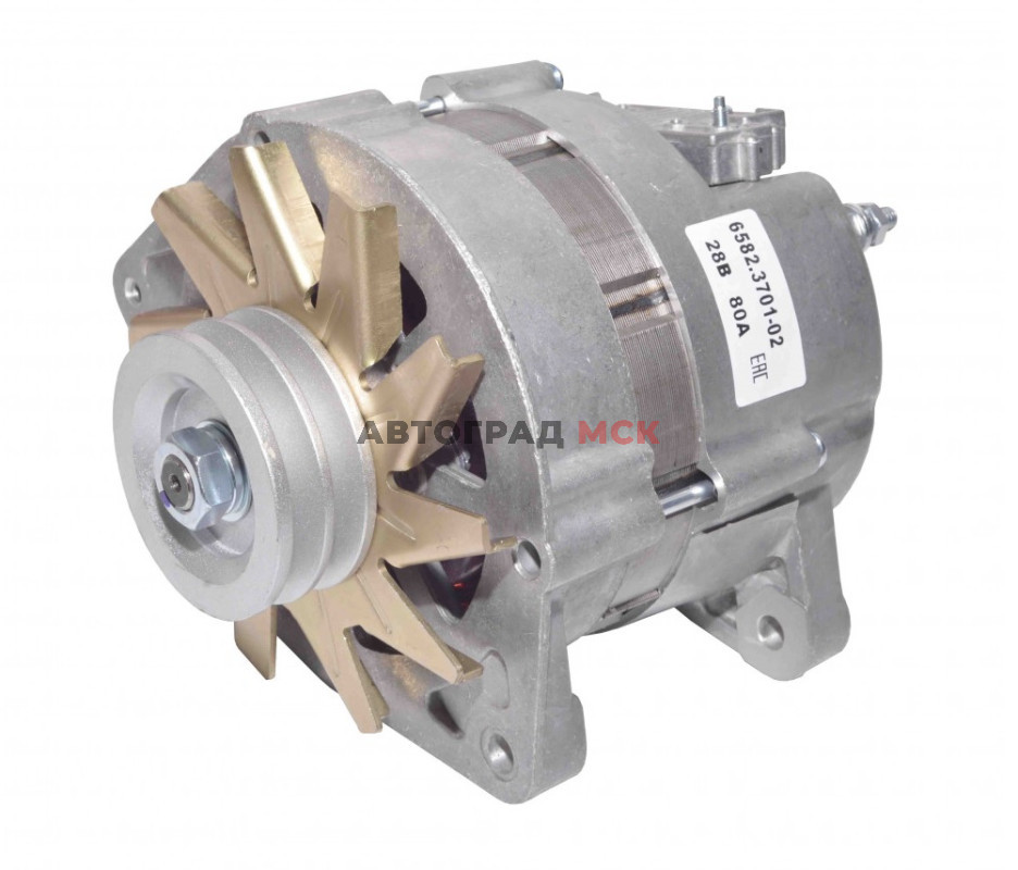 Генератор КАМАЗ дв.ЕВРО-2 2-х ручейковый шкив 28В 80А АТЭ-1