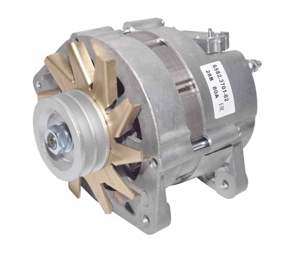 Генератор КАМАЗ дв.ЕВРО-2 2-х ручейковый шкив 28В 80А АТЭ-1